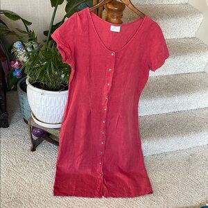 cut loose | Dresses | Vintage Cut Loose Linen Red Buttondown Cottage Core  Midi Dress | Poshmark